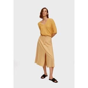 Mango Belted Front Slit Midi Skirt